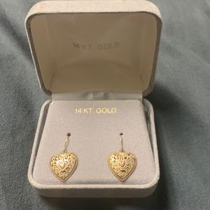 Gold Heart Earrings (New/Never worn)